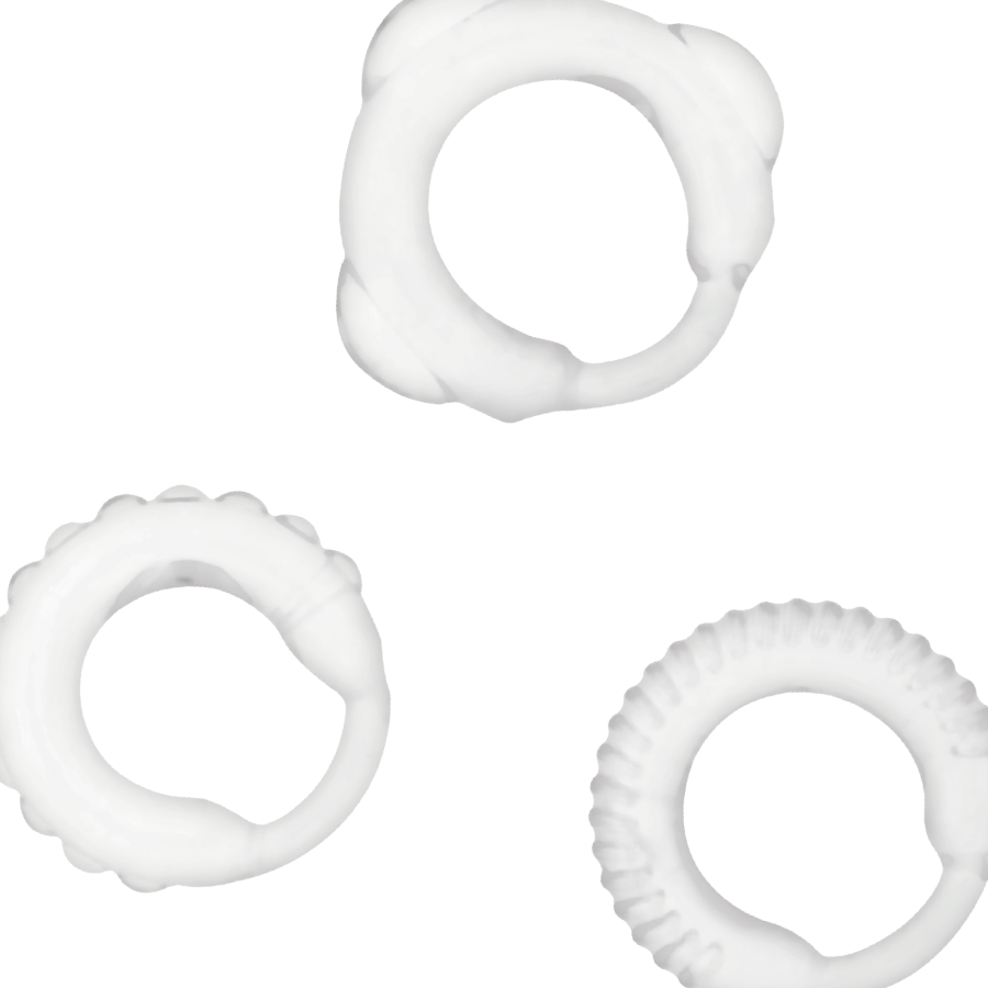 Lot de 3 anneaux péniens en gel transparent — ADDICTED TOYS