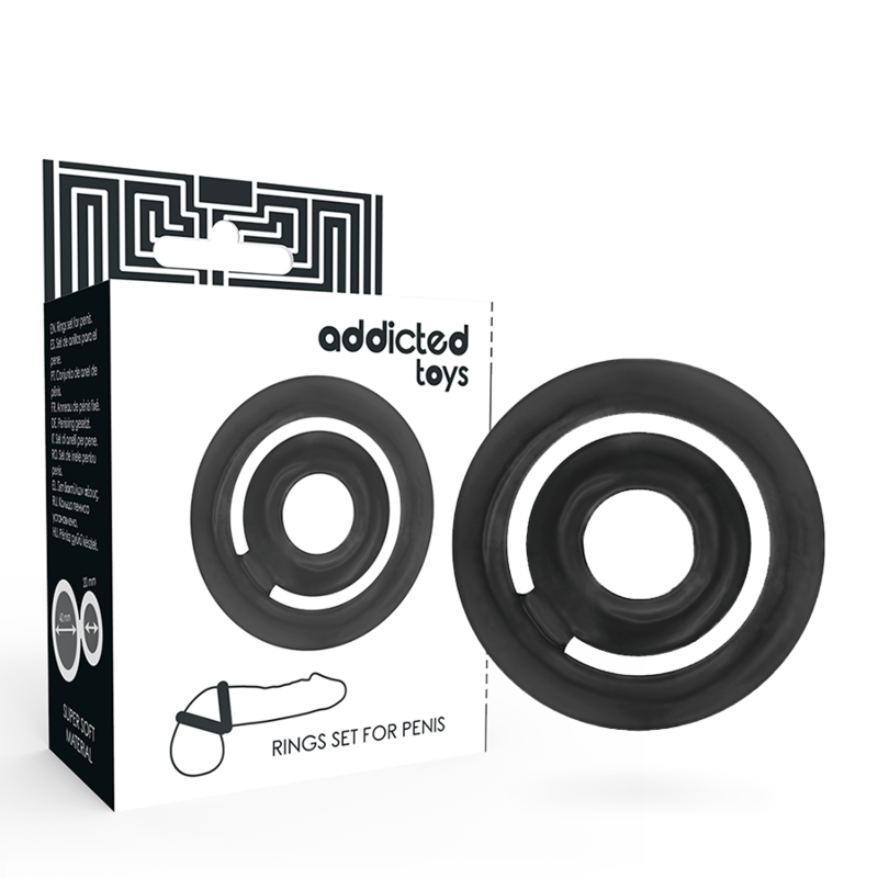Anneau pénien double en silicone noir — ADDICTED TOYS
