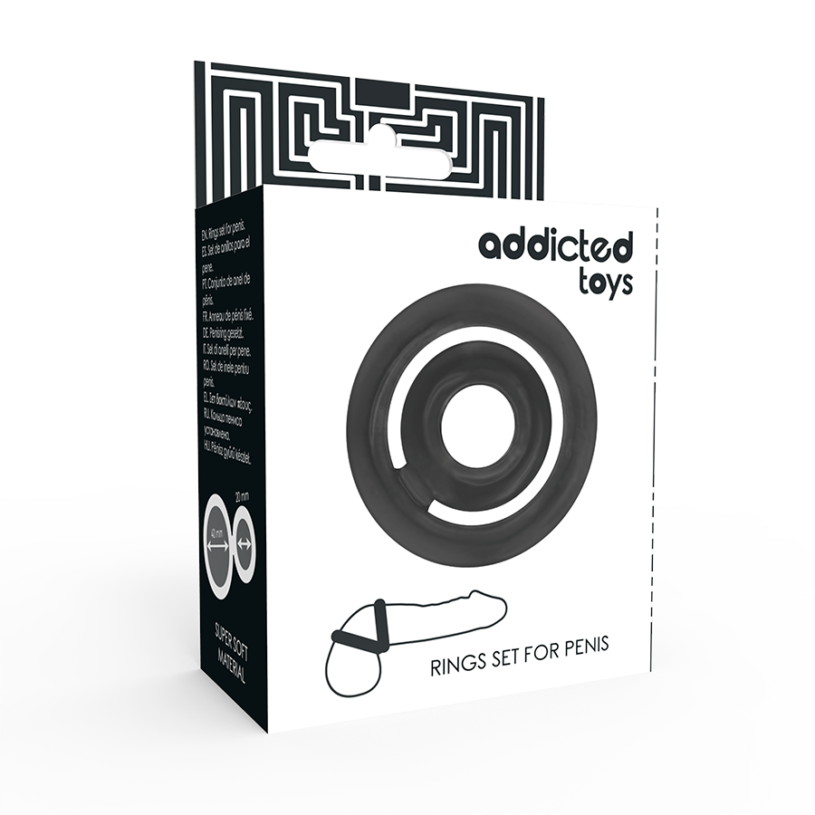 Anneau pénien double en silicone noir — ADDICTED TOYS