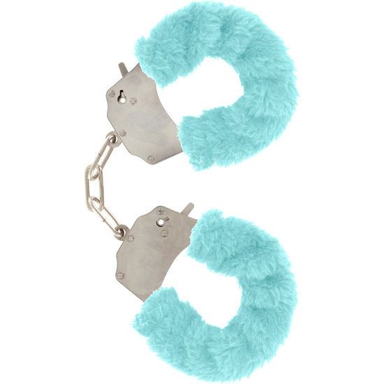 Manchettes de bondage en peluche bleues — TOYJOY