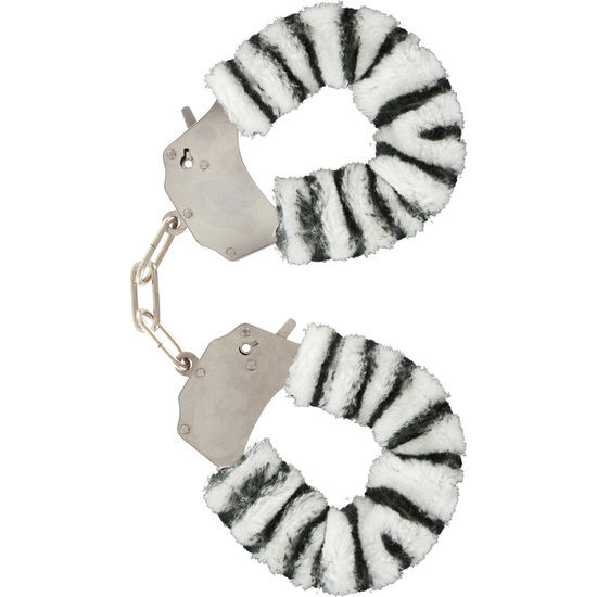Manchettes de bondage en peluche zèbre — TOYJOY