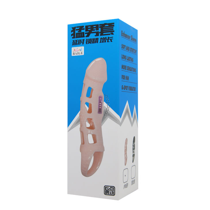 Couverture d'extension de pénis vibrant avec sangle naturelle — BAILE FOR HIM