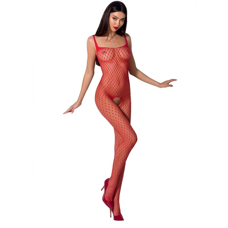 Body en résille rouge avec ouverture à l'entrejambe — PASSION WOMAN