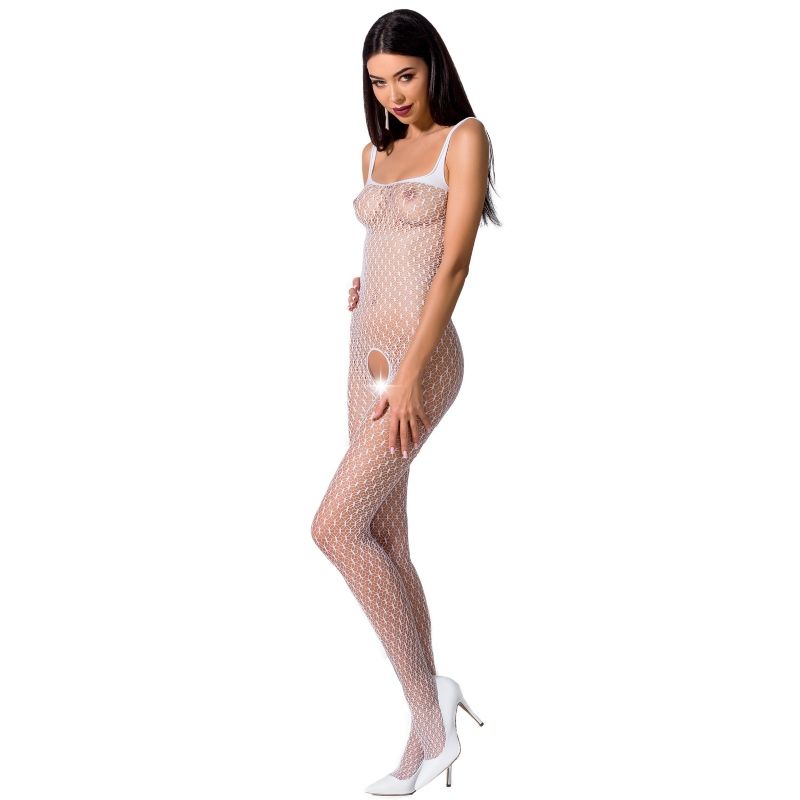 Body en résille blanc avec ouverture à l'entrejambe — Passion Woman
