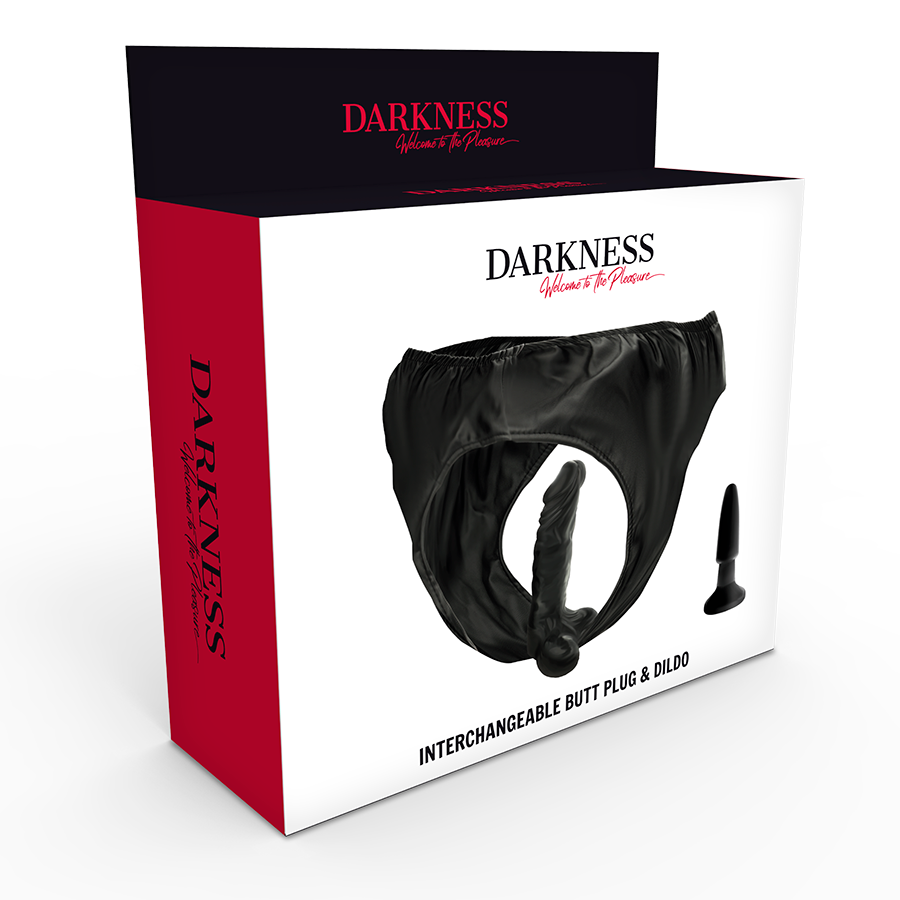 Culotte de domination avec plug et gode interchangeables — DARKNESS SENSATIONS