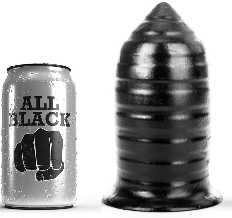 Plug anal nervuré noir 16 cm — ALL BLACK