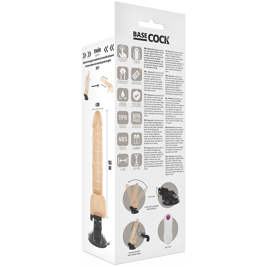 Vibrateur réaliste télécommandé avec testicules — BASECOCK