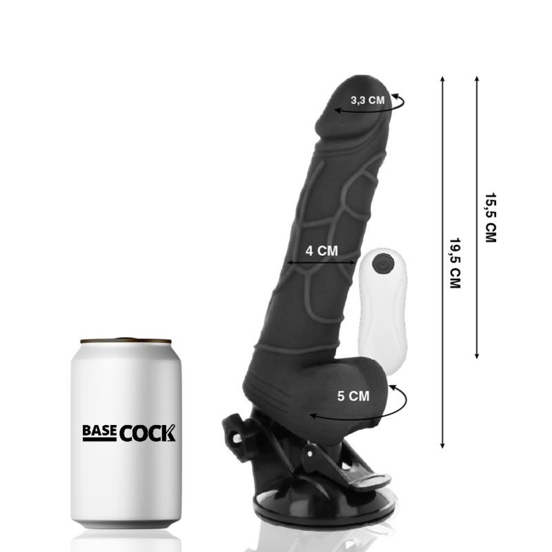 Vibrateur réaliste télécommandé avec testicules 19,5 cm — BASECOCK