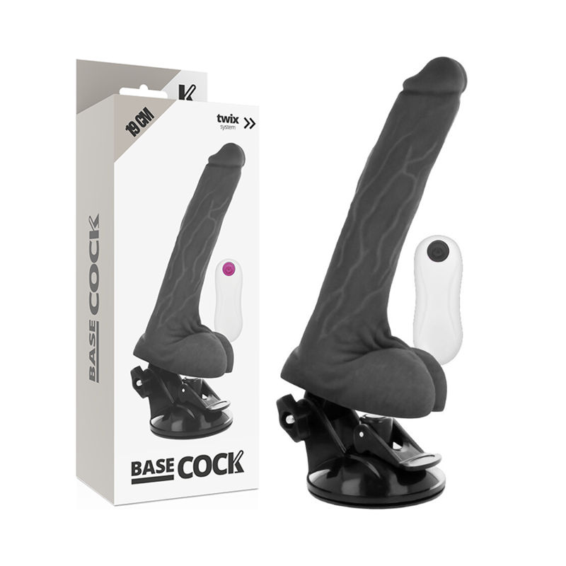 Vibrateur réaliste télécommandé noir 19 cm — BASECOCK