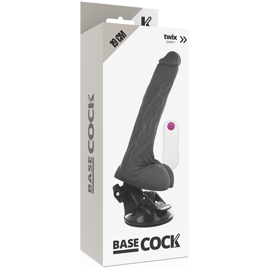 Vibrateur réaliste télécommandé noir 19 cm — BASECOCK