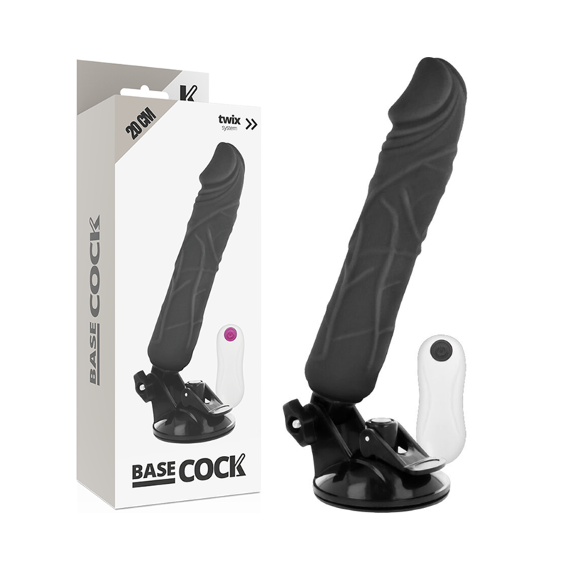 Vibrateur réaliste télécommandé noir 20 cm — BASECOCK