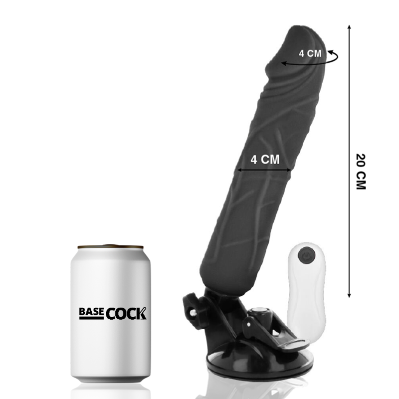 Vibrateur réaliste télécommandé noir 20 cm — BASECOCK