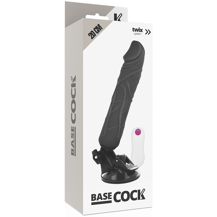 Vibrateur réaliste télécommandé noir 20 cm — BASECOCK