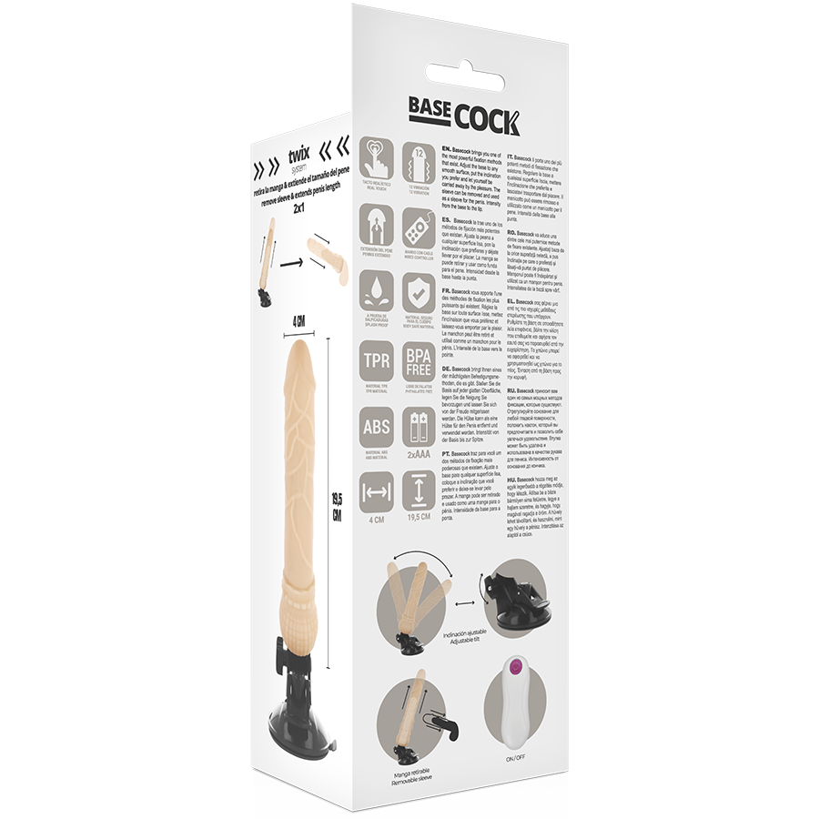 Vibrateur télécommandé réaliste 19,5 cm — BASECOCK