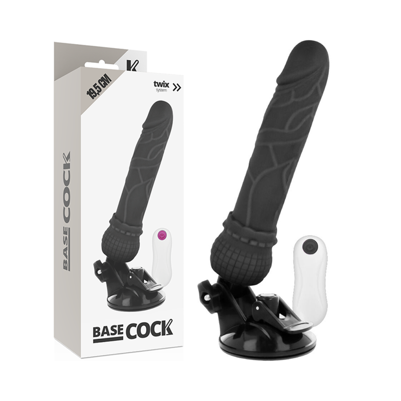 Vibrateur réaliste télécommandé noir 19,5 cm — BASECOCK
