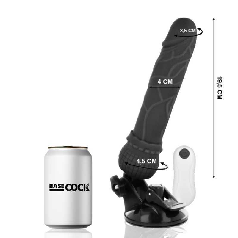 Vibrateur réaliste télécommandé noir 19,5 cm — BASECOCK