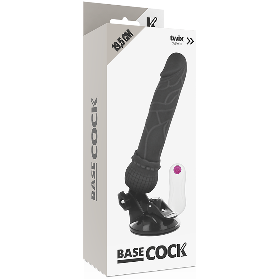Vibrateur réaliste télécommandé noir 19,5 cm — BASECOCK