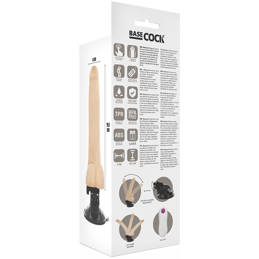 Vibrateur réaliste articulé télécommandé 18.5 cm — BASECOCK