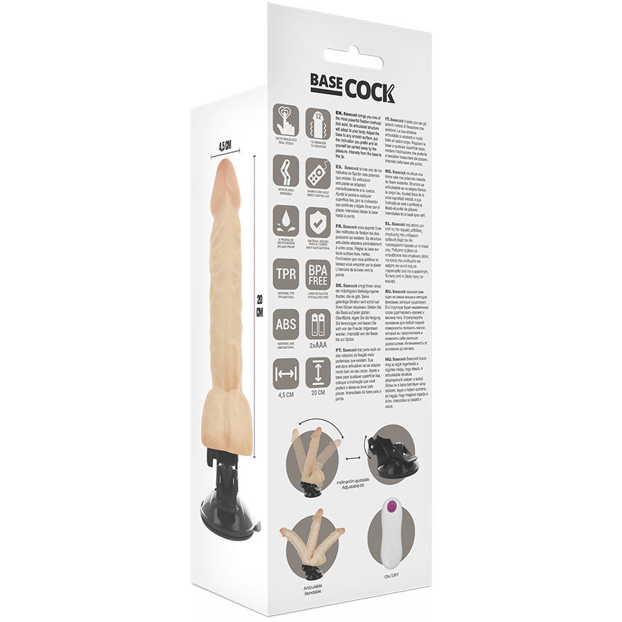 Vibrateur réaliste articulé télécommandé 20 cm — Basecock