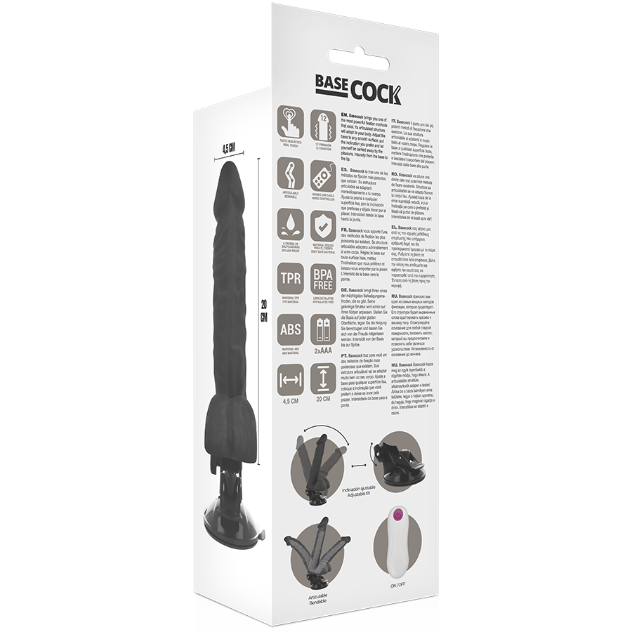 Vibrateur articulé réaliste télécommandé noir — BASECOCK