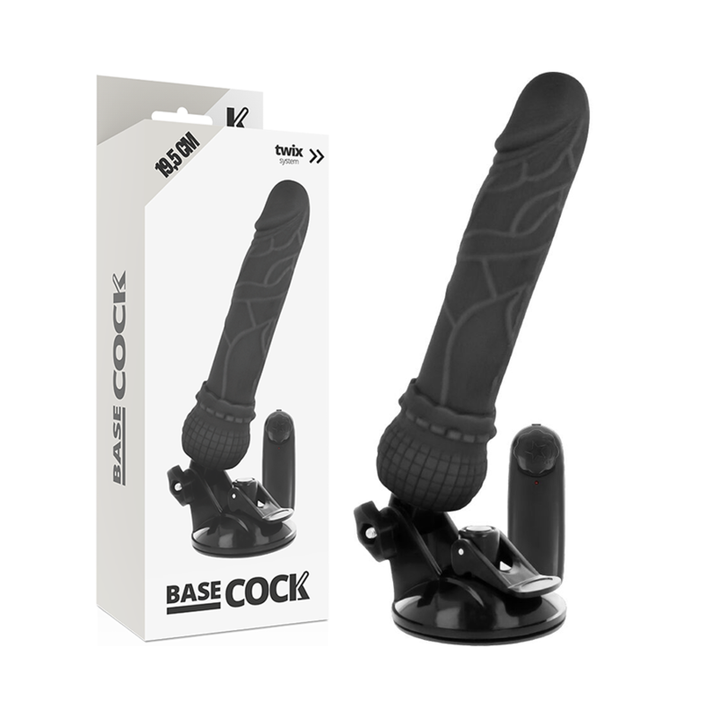 Vibrateur réaliste télécommandé noir 19,5 cm — BASECOCK