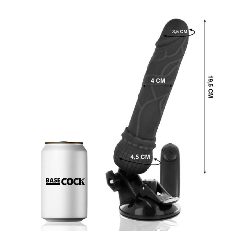 Vibrateur réaliste télécommandé noir 19,5 cm — BASECOCK