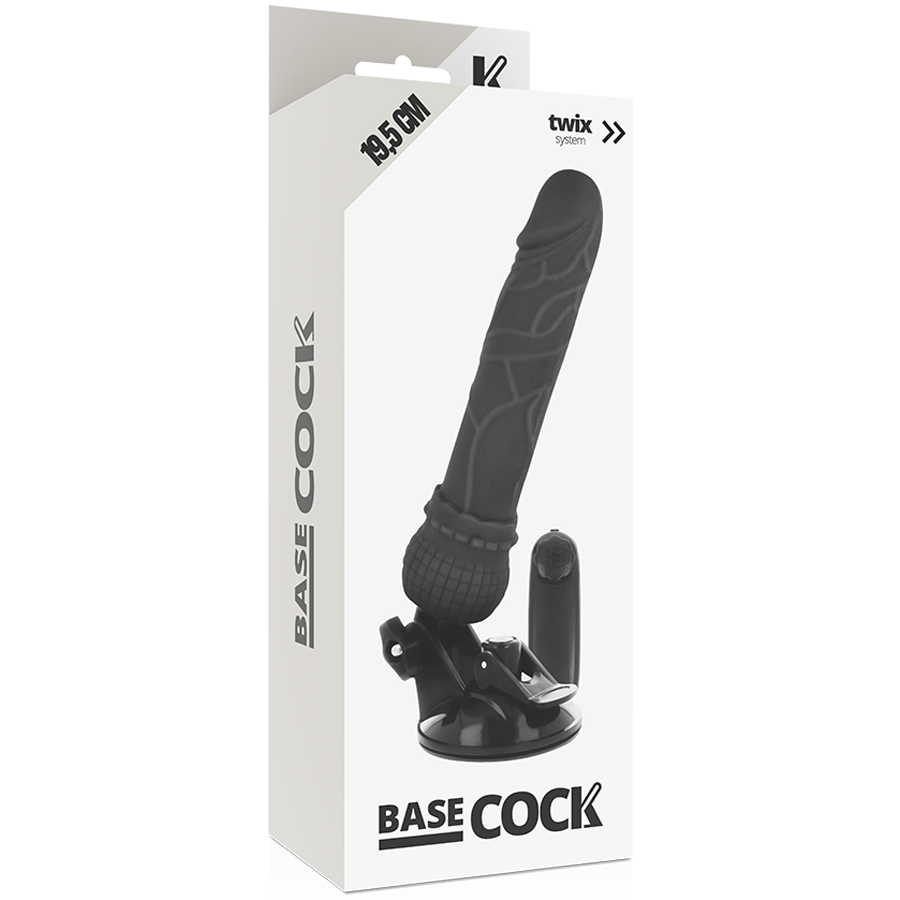 Vibrateur réaliste télécommandé noir 19,5 cm — BASECOCK