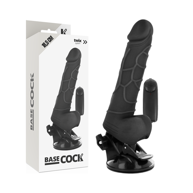 Vibrateur réaliste télécommandé noir 18,5 cm — BASECOCK