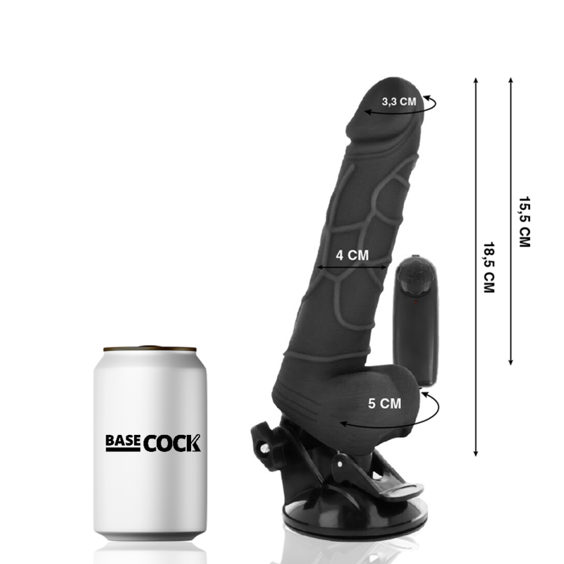 Vibrateur réaliste télécommandé noir 18,5 cm — BASECOCK
