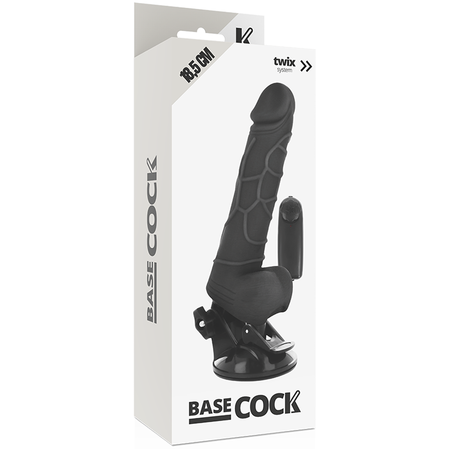 Vibrateur réaliste télécommandé noir 18,5 cm — BASECOCK