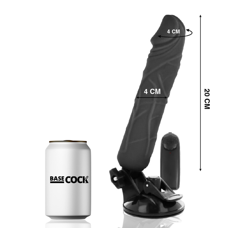 Vibrateur réaliste télécommandé noir 20 cm — BASECOCK