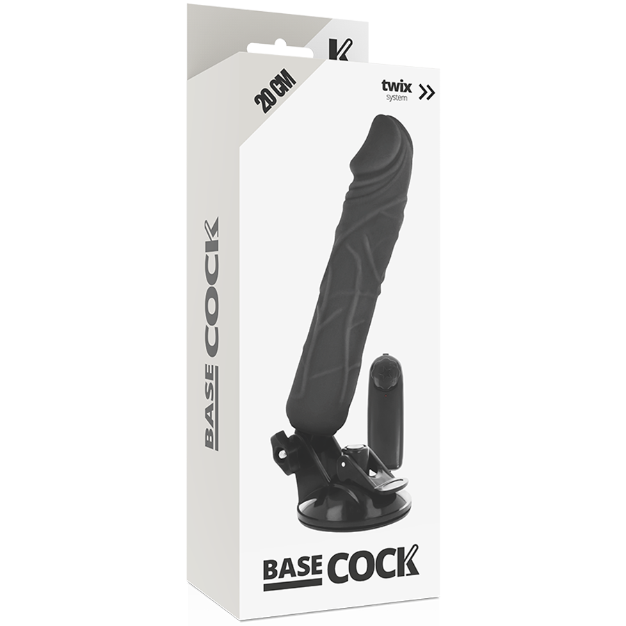 Vibrateur réaliste télécommandé noir 20 cm — BASECOCK