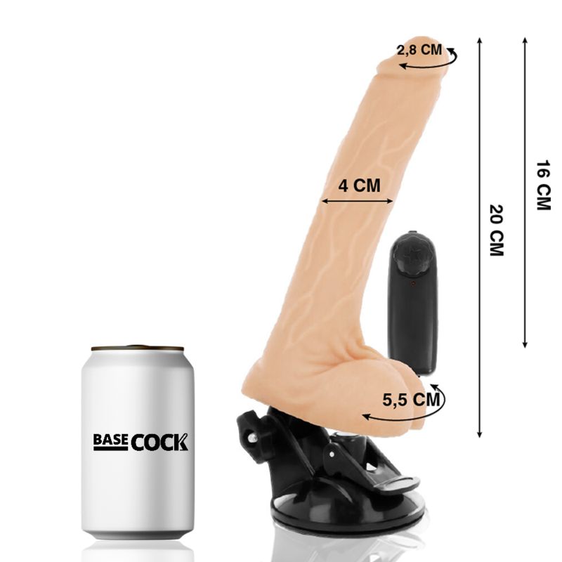Vibrateur réaliste télécommandé avec testicules 20 cm — BASECOCK