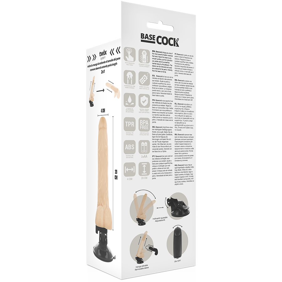 Vibrateur réaliste télécommandé avec testicules 20 cm — BASECOCK