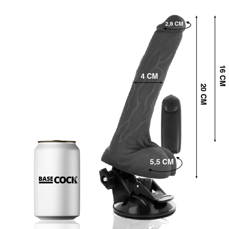 Vibrateur réaliste télécommandé avec testicules — BASECOCK