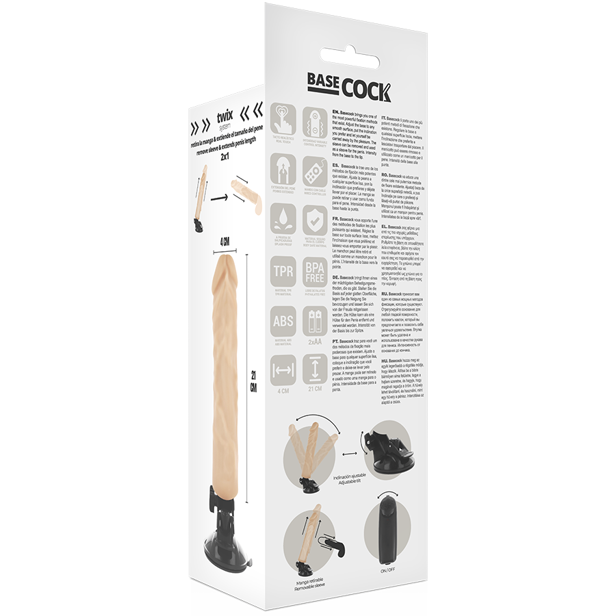 Vibrador realista com controle remoto 21 cm — BASECOCK