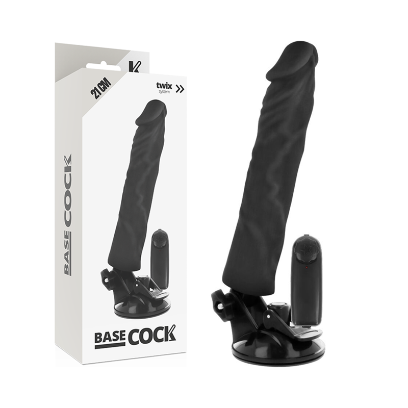 Vibrateur réaliste télécommandé noir 21 cm — BASECOCK