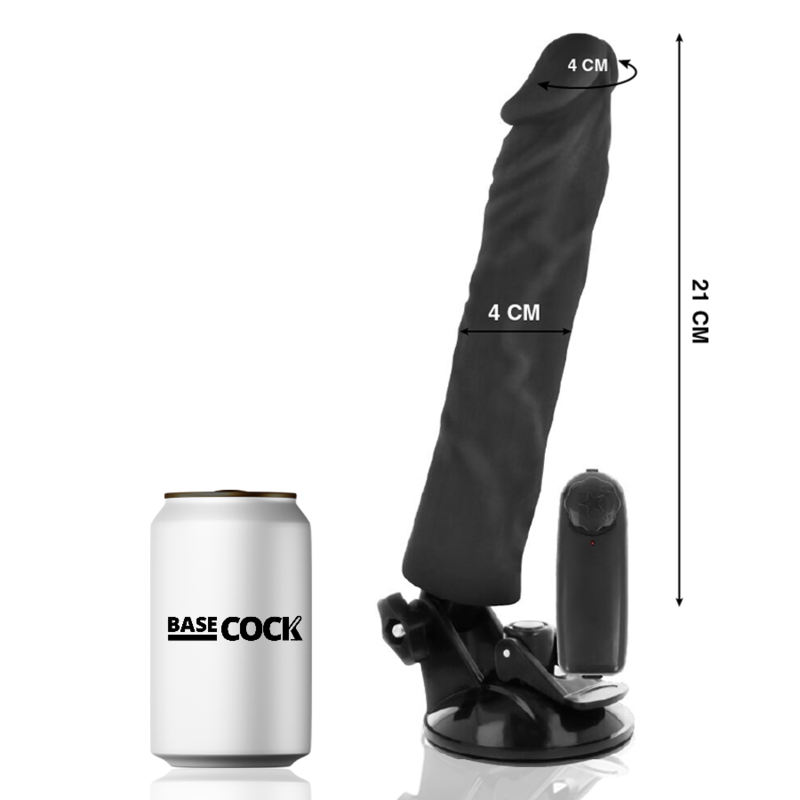 Vibrateur réaliste télécommandé noir 21 cm — BASECOCK