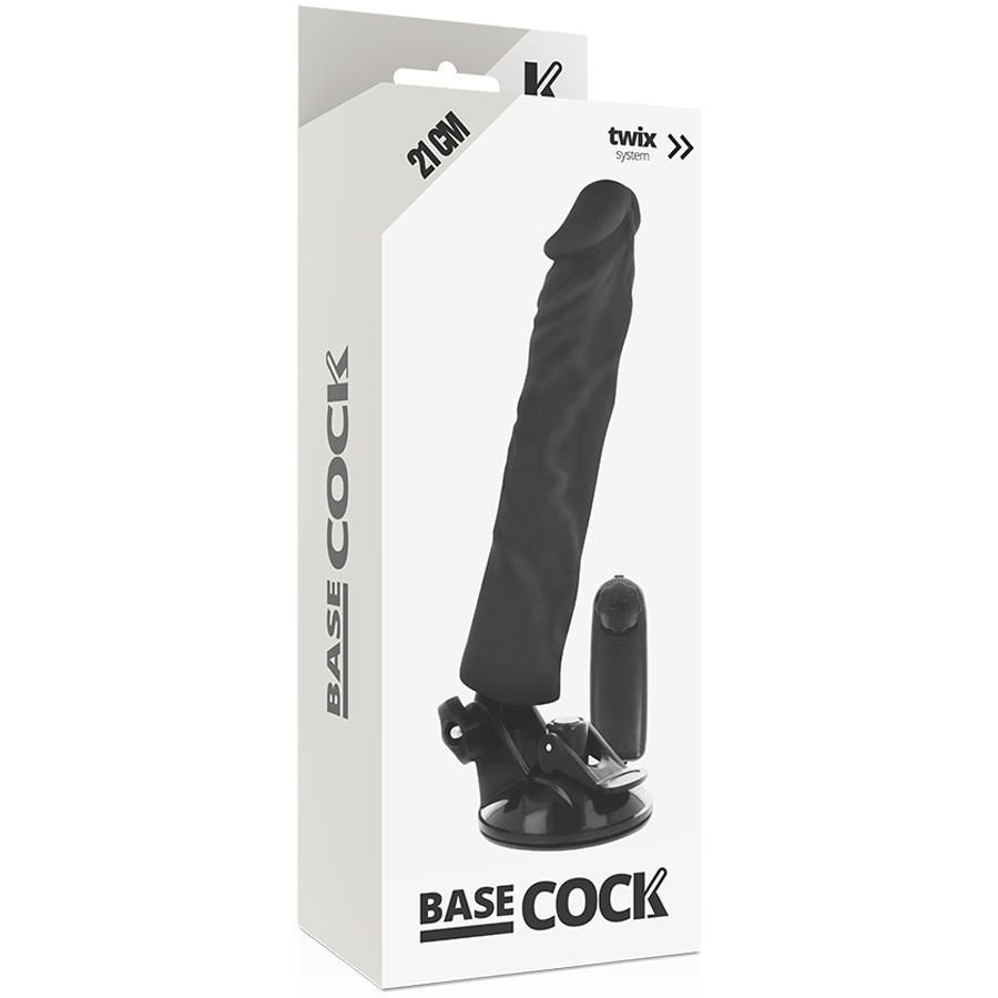 Vibrateur réaliste télécommandé noir 21 cm — BASECOCK