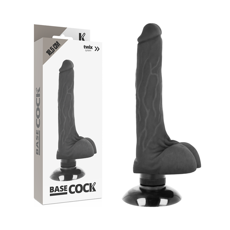 Vibrateur réaliste 2-en-1 noir 18,5 cm — BASECOCK