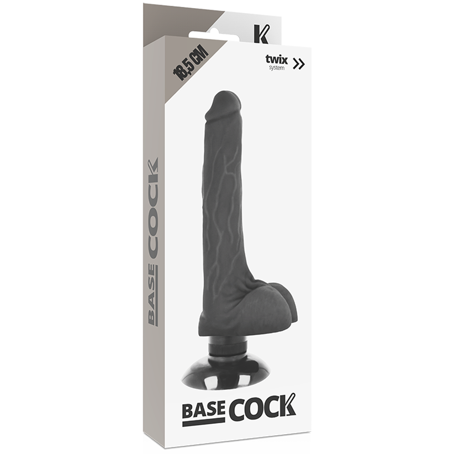 Vibrateur réaliste 2-en-1 noir 18,5 cm — BASECOCK