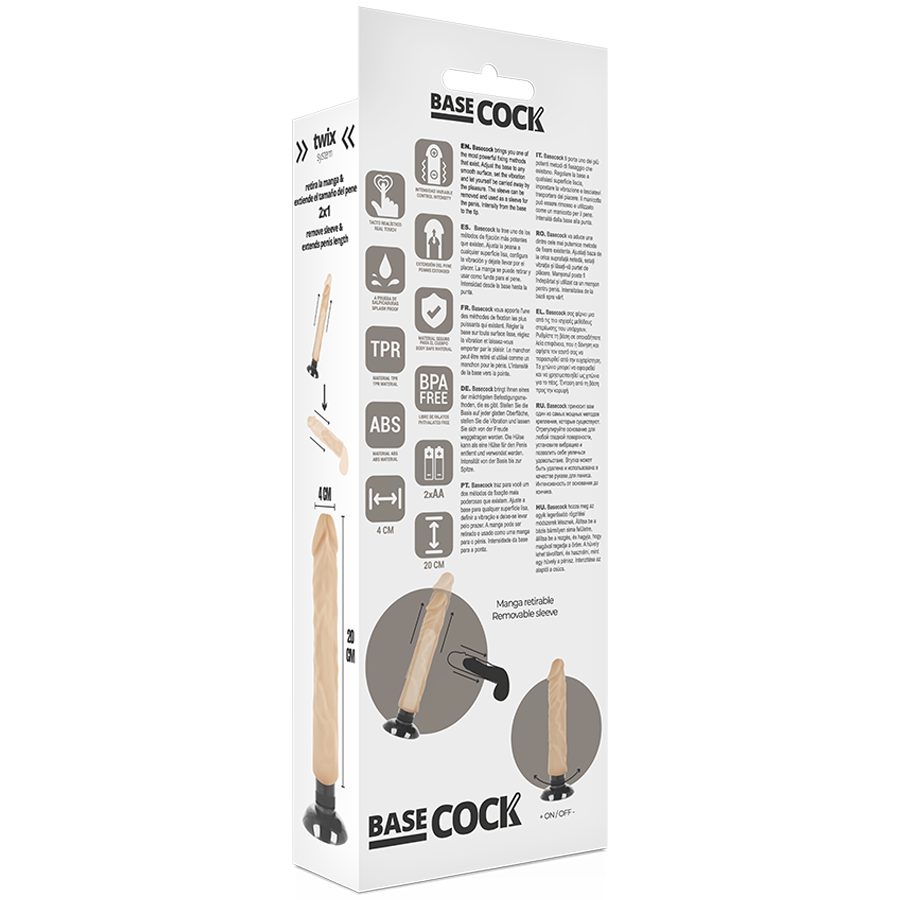 Vibrateur réaliste 2-en-1 naturel 20 cm — BASECOCK