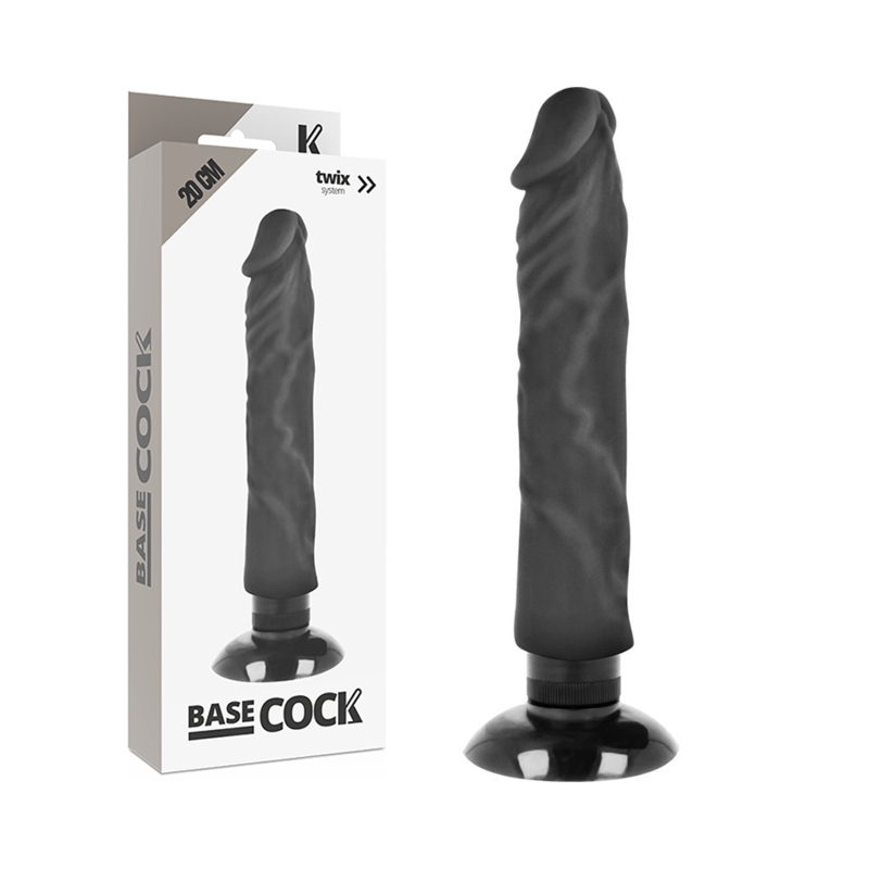 Vibrateur réaliste 2-en-1 noir 20 cm — BASECOCK