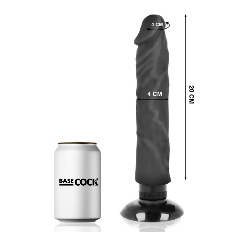 Vibrateur réaliste 2-en-1 noir 20 cm — BASECOCK