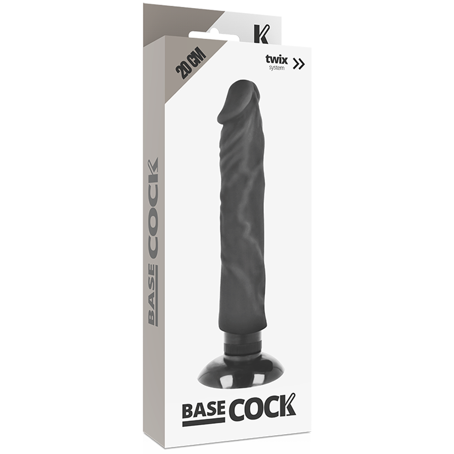 Vibrateur réaliste 2-en-1 noir 20 cm — BASECOCK