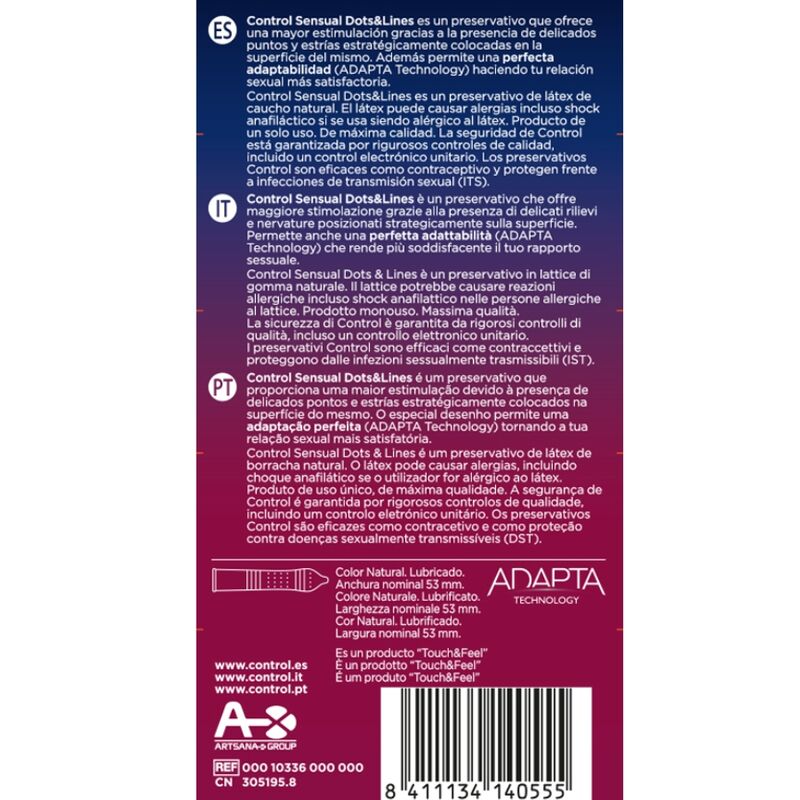 Préservatifs Points et Lignes sensuelles (12 unités) — CONTROL CONDOMS
