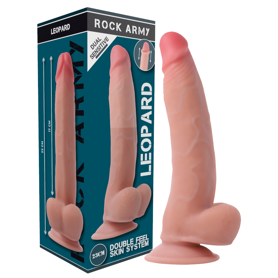 Gode double densité réaliste léopard 23 cm — ROCK ARMY