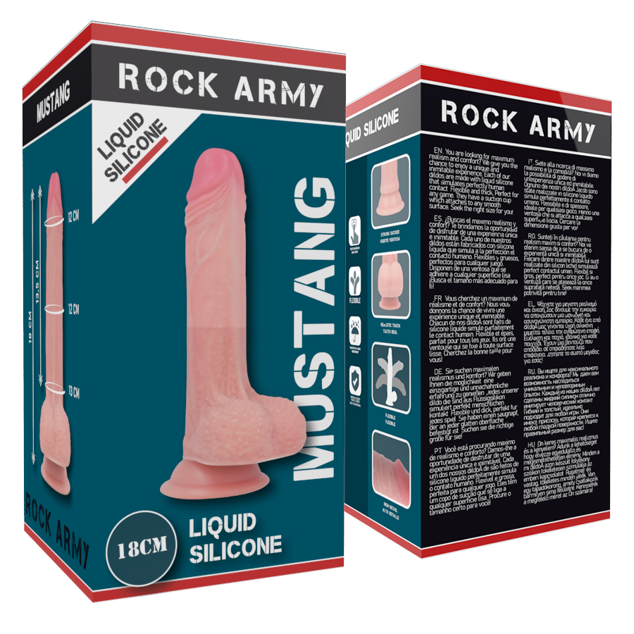 Gode réaliste premium Mustang en silicone liquide 18 cm — ROCK ARMY