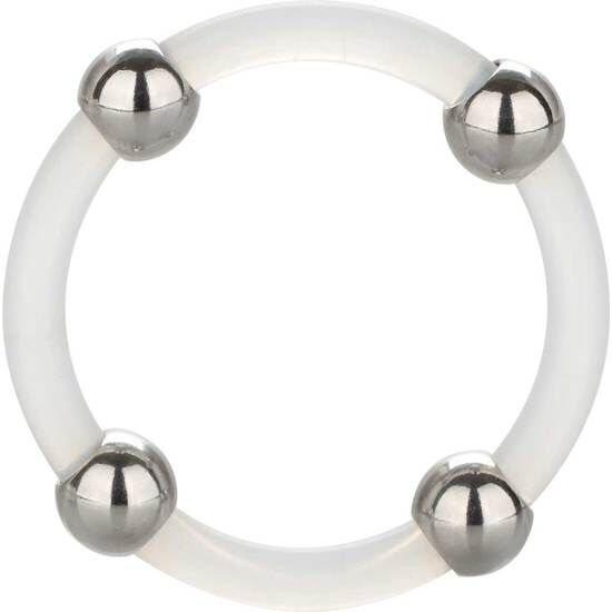 Bague de plaisir en silicone perlée et acier — CALEXOTICS