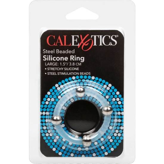 Bague de plaisir en silicone perlée et acier — CALEXOTICS